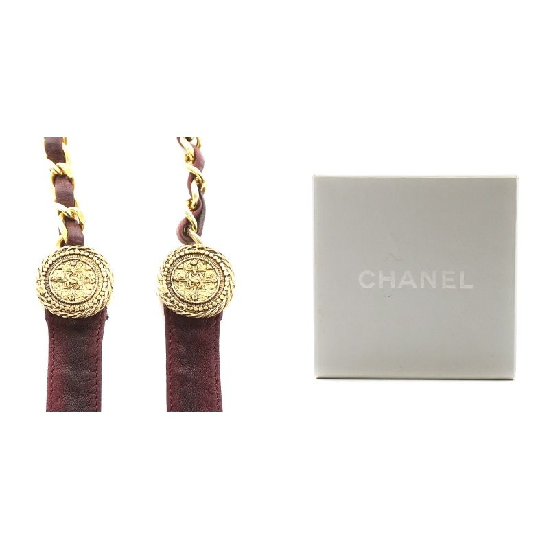 シャネル CHANEL ココマーク チェーンベルト レザー 80/32 ゴールド色