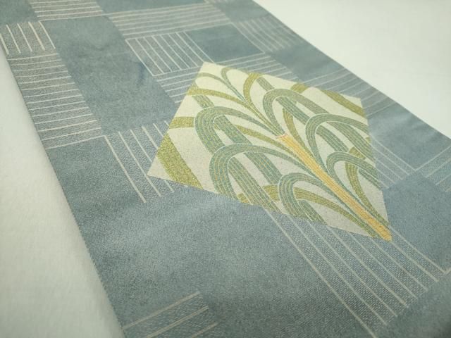 平和屋着物○太鼓柄袋帯 菱取笹文 金糸 正絹 逸品 DAAU5443ps