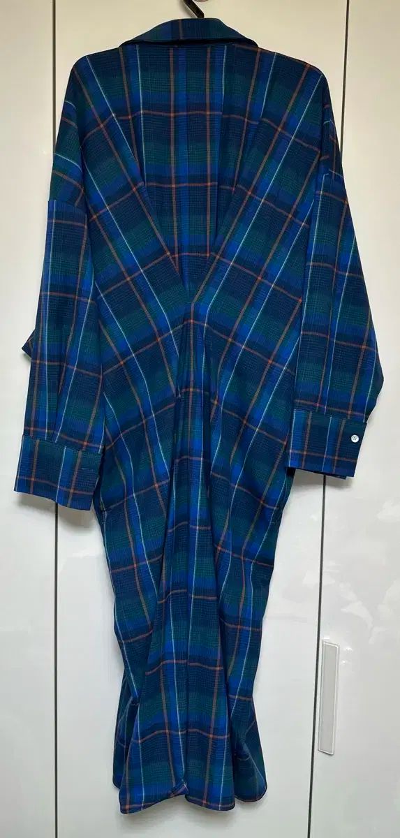ウールチェックピンタックロングドレス