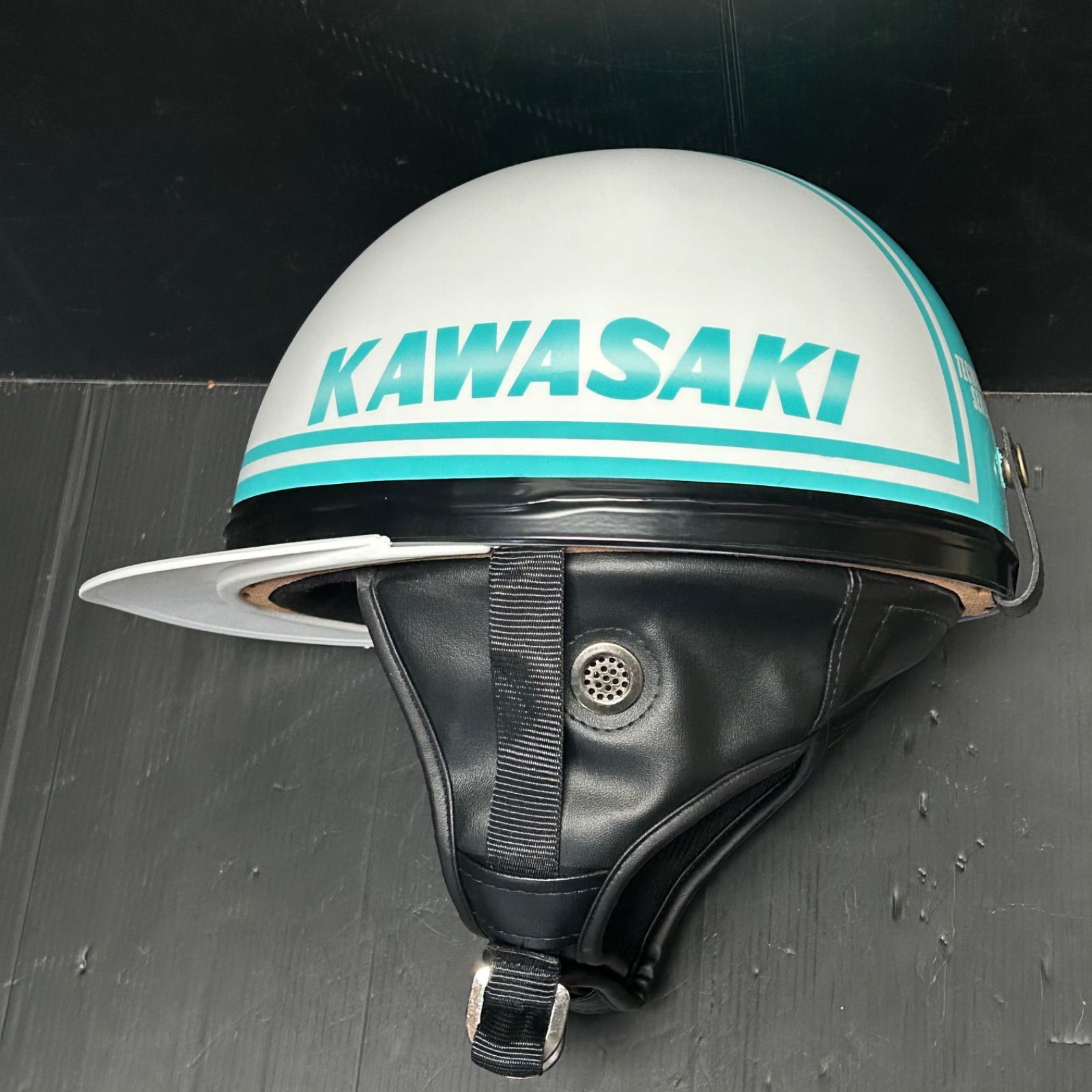 カスタムコルク半キャップ ミントグリーン KAWASAKI 新品