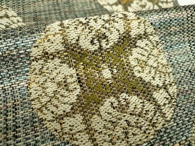 貴重 平和屋着物●両面 六通柄袋帯 唐織 花丸文 金銀糸 正絹 DAAX4529ps デッドストック