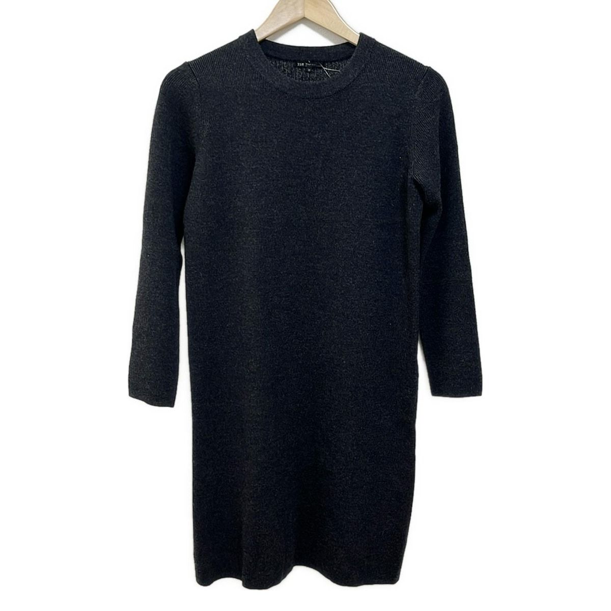 23区 ニジュウサンク ワンピース サイズ32 XS レディース - ダークグレー×グレー 長袖 ひざ丈 ニット カシミヤ