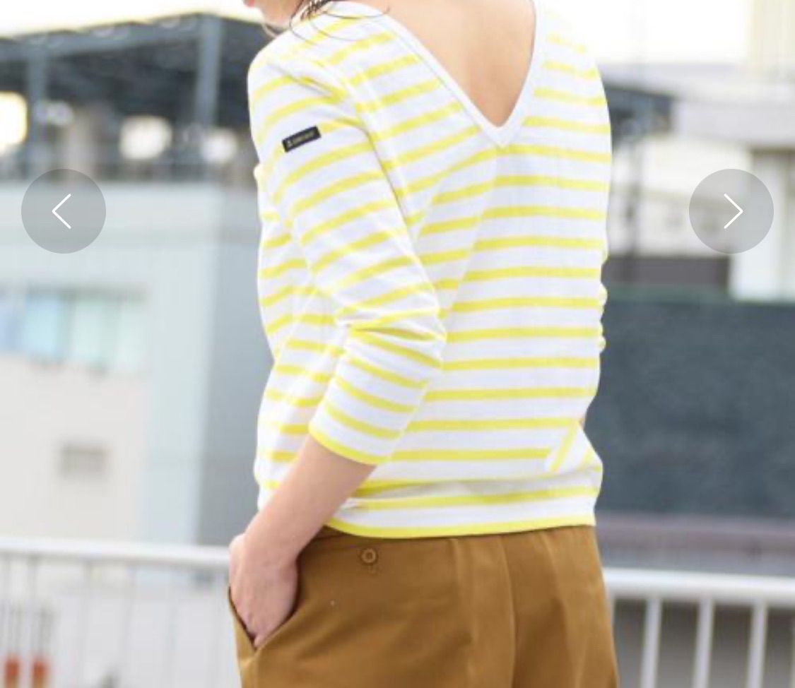 ＢＥＡＵＴＹ＆ＹＯＵＴＨ　＜Le minor＞バックVネックビッグボーダー Le minor ルミノア バックVネックボーダーカットソー BEAUTY&YOUTH