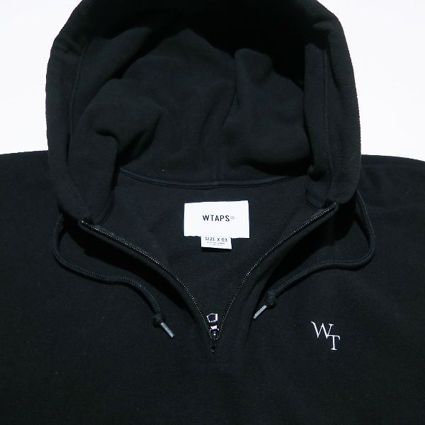 WTAPS ビッグロゴ刺繍 フリース プルオーバー パーカー 02 黒 wtaps