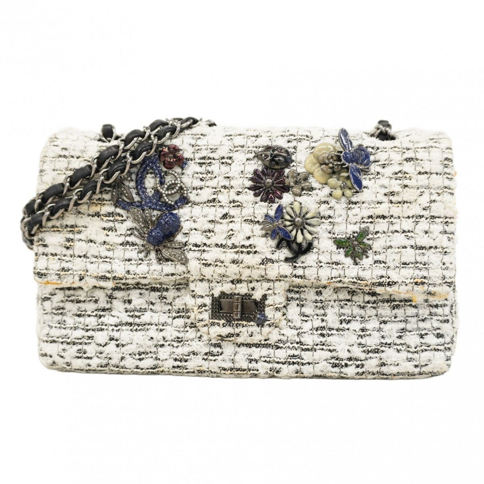 CHANEL シャネル 2.55 ツイード チェーンショルダーバッグ シャネル(Chanel) シャネル ショルダーバッグ 2.55 Wフラップ W