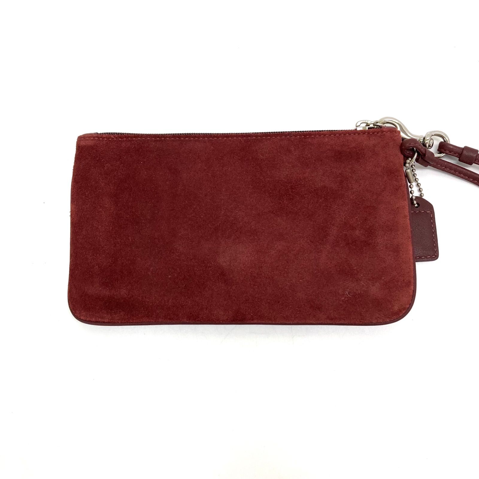 COACH コーチ スエード リストレット ワインレッド ミニポーチ 未使用級 COACH コーチ スエード リストレット ワインレッド ミニポーチ