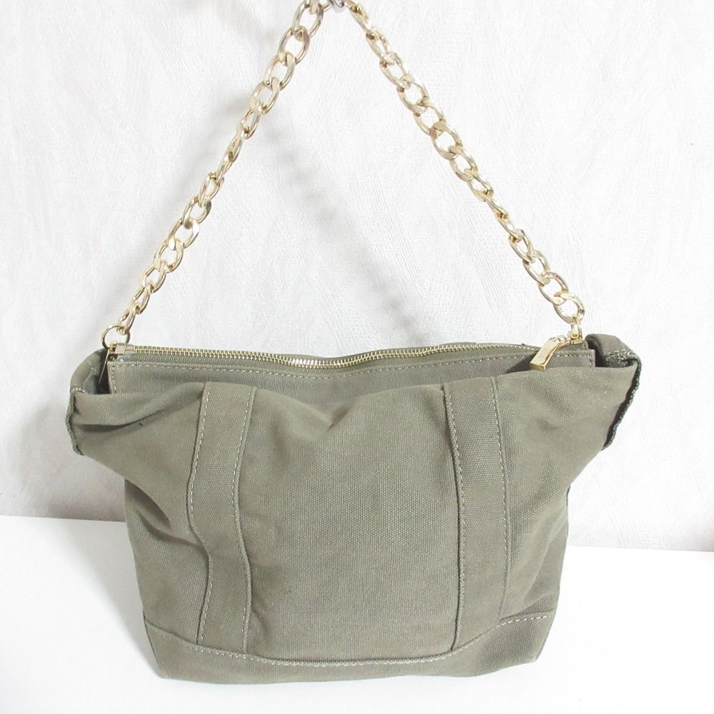 美品 GOOD GRIEF グッドグリーフ キャンバス チェーン ショルダーバッグ カーキ レディース 古着 中古 USED 美品 GOOD GRIEF グッドグリーフ キャンバス チェーン ショルダー