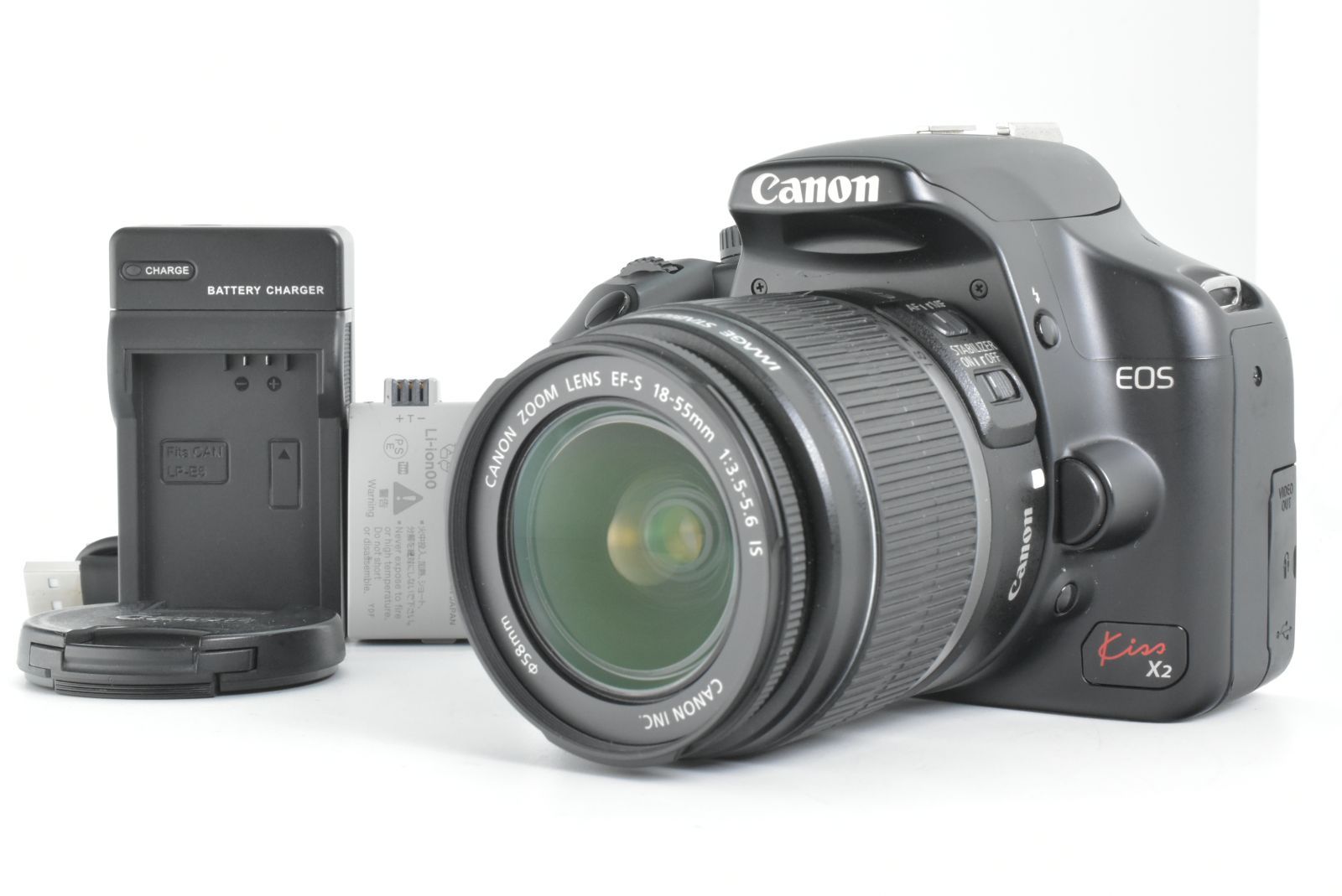 シャッターカウント 6240回 CANON EOS KISS X2 EF-S 18-55mm f3.5-5.6 IS Lens キヤノン デジタル一眼レフカメラ EF-TN-JP1601