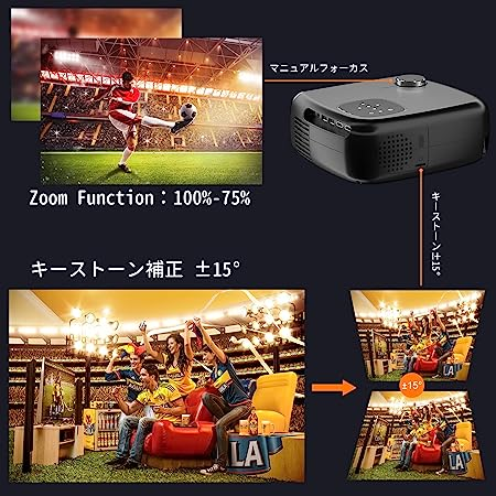 日本製 FunFlix プロジェクター 小型 2.4G+5GWIFI 12000ルーメン