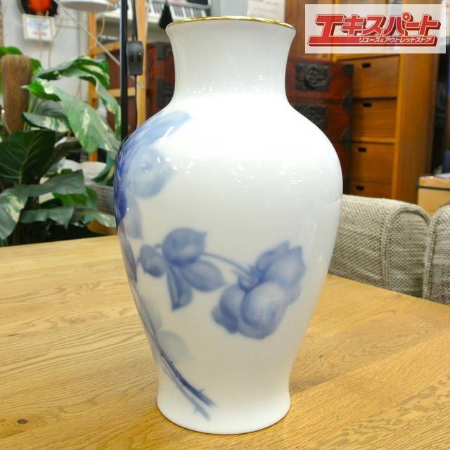 大倉陶園　ブルーローズ　花瓶　花器　フラワーベース 大倉陶園 ブルーローズ 金蝕バラ 花瓶2点セット 定価91,800円