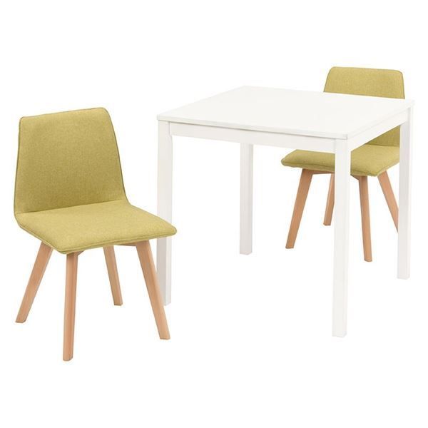 ダイニング 3点セット テーブル 75×75cm ホワイト×1 チェア グリーン×2 木製 組立品 リビング キッチン リビング 代引不可