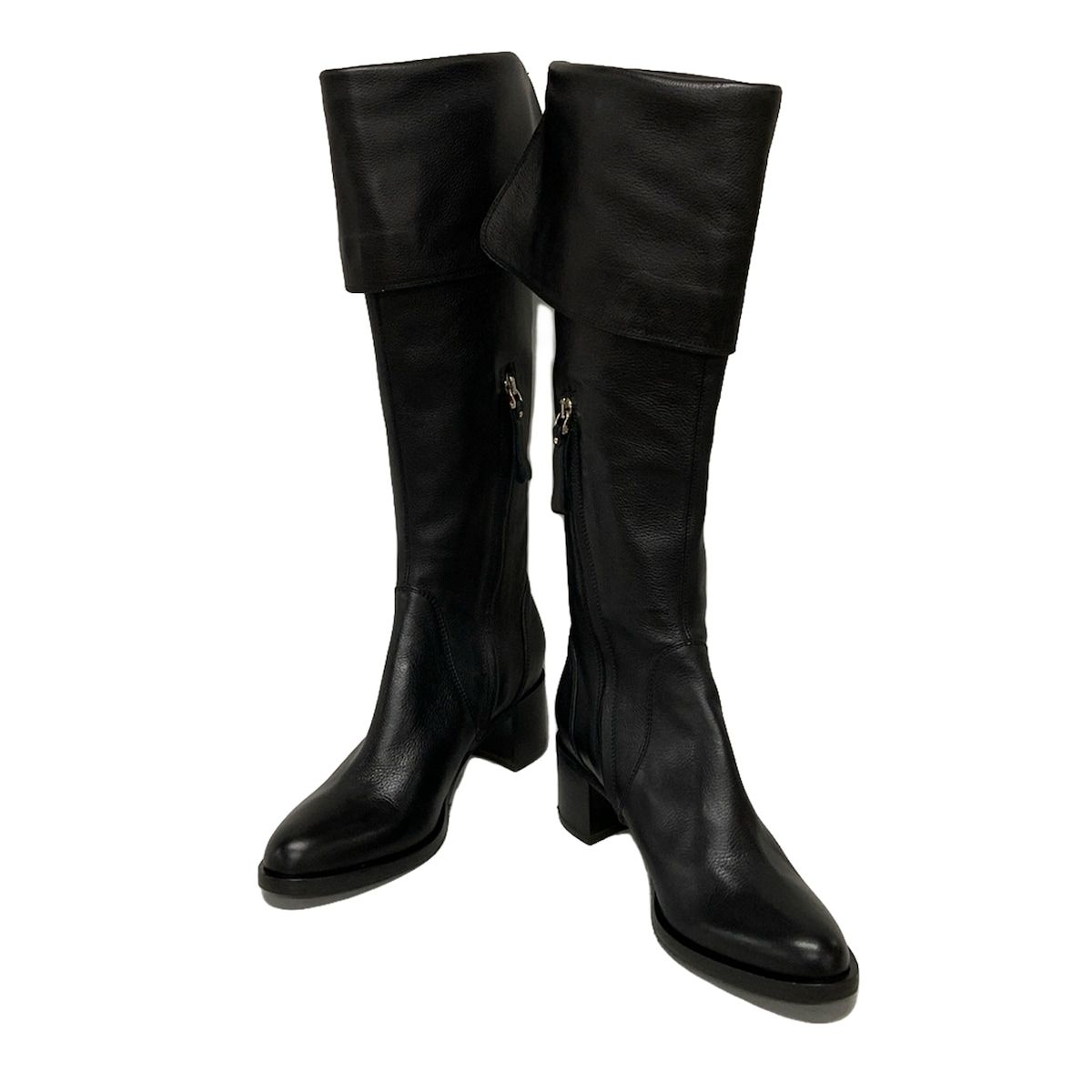 sergio rossi セルジオロッシ ロングブーツ 37 1|2 レディース - 黒 アウトソール張替済 レザー