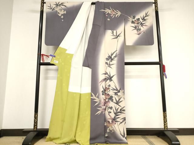 平和屋着物○皇室デザイナー 中村乃武夫 訪問着 葡萄 笹 暈し染め 金彩