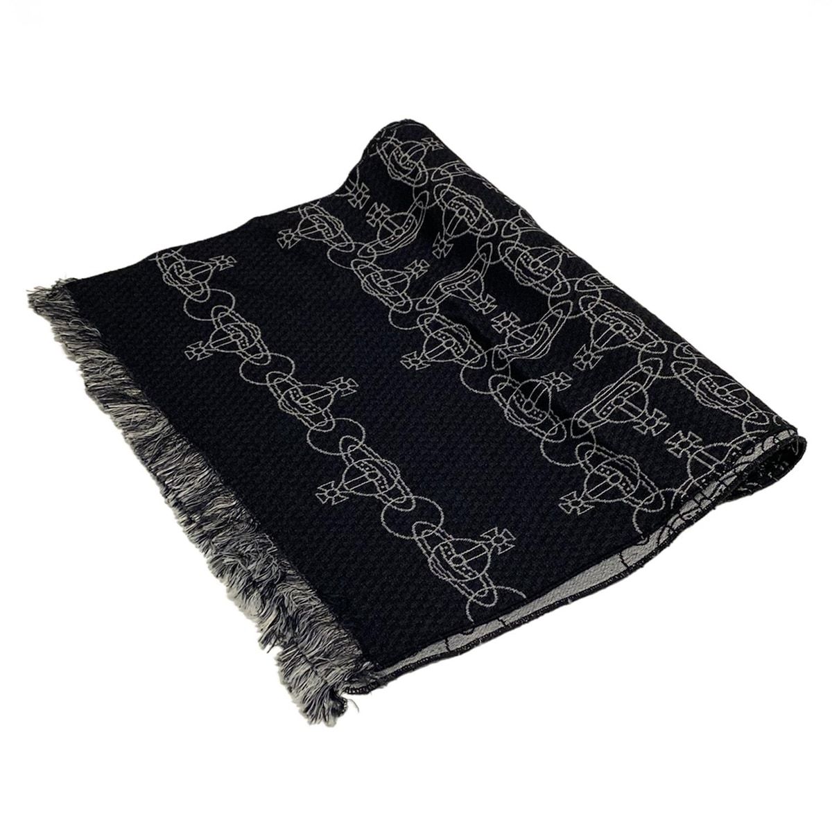 Vivienne Westwood MAN ヴィヴィアンウエストウッドマン ストール ショール - 黒×グレー ウール アンゴラ