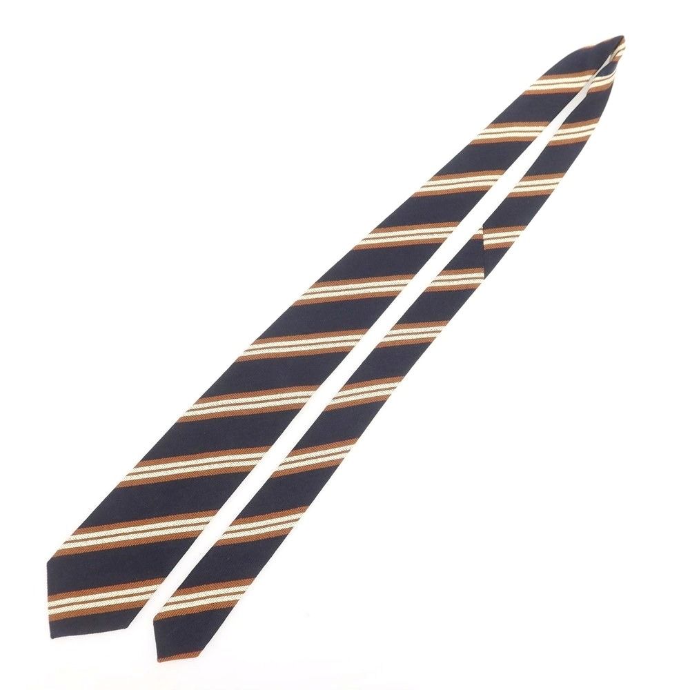 ニッキー nicky シルク ストライプ柄ネクタイ ダークネイビーxブラウン メンズ