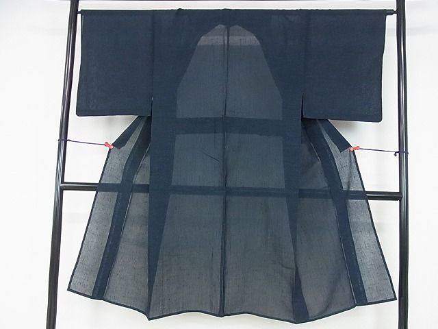 平和屋2夏物　男性　紬　暗い濃藍色　逸品　DAAF7314op