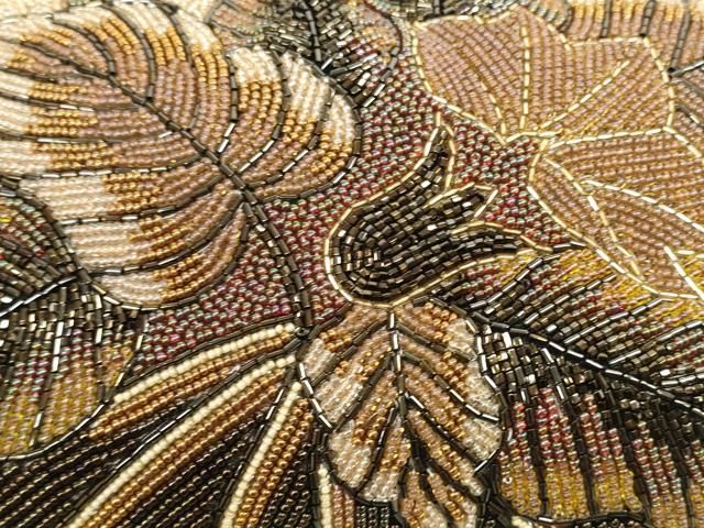 平和屋本店□和装小物 ビーズバッグ 和装バッグ 葉重ね がま口 持ち