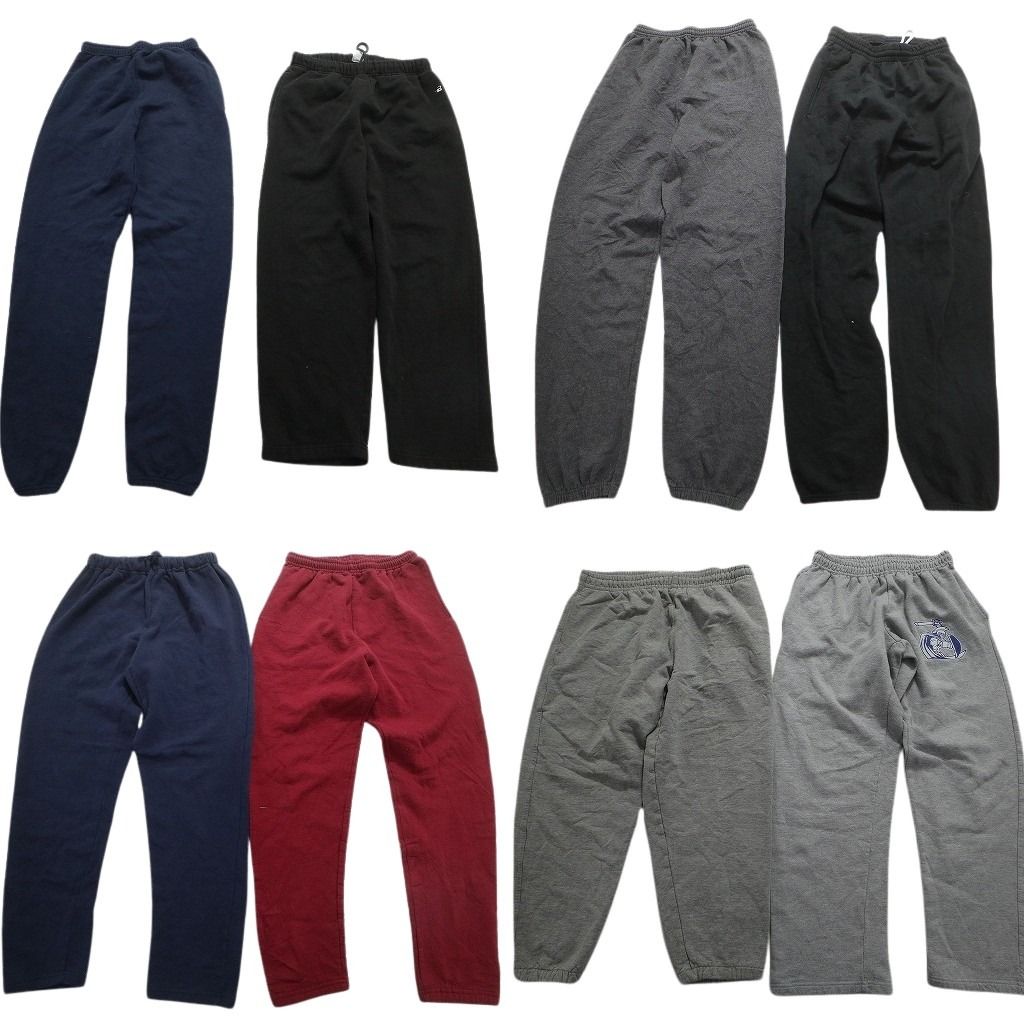 古着卸 まとめ売り スウェット パンツ 8枚セット (メンズ XS /Ｓ ) ワイド ワンポイント 無地 カラー 単色 中古 古着 MX8564
