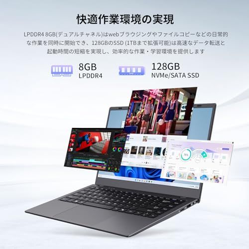 UOWAMOU ノートパソコン N5095プロセッサー 14インチ 1.3kg超