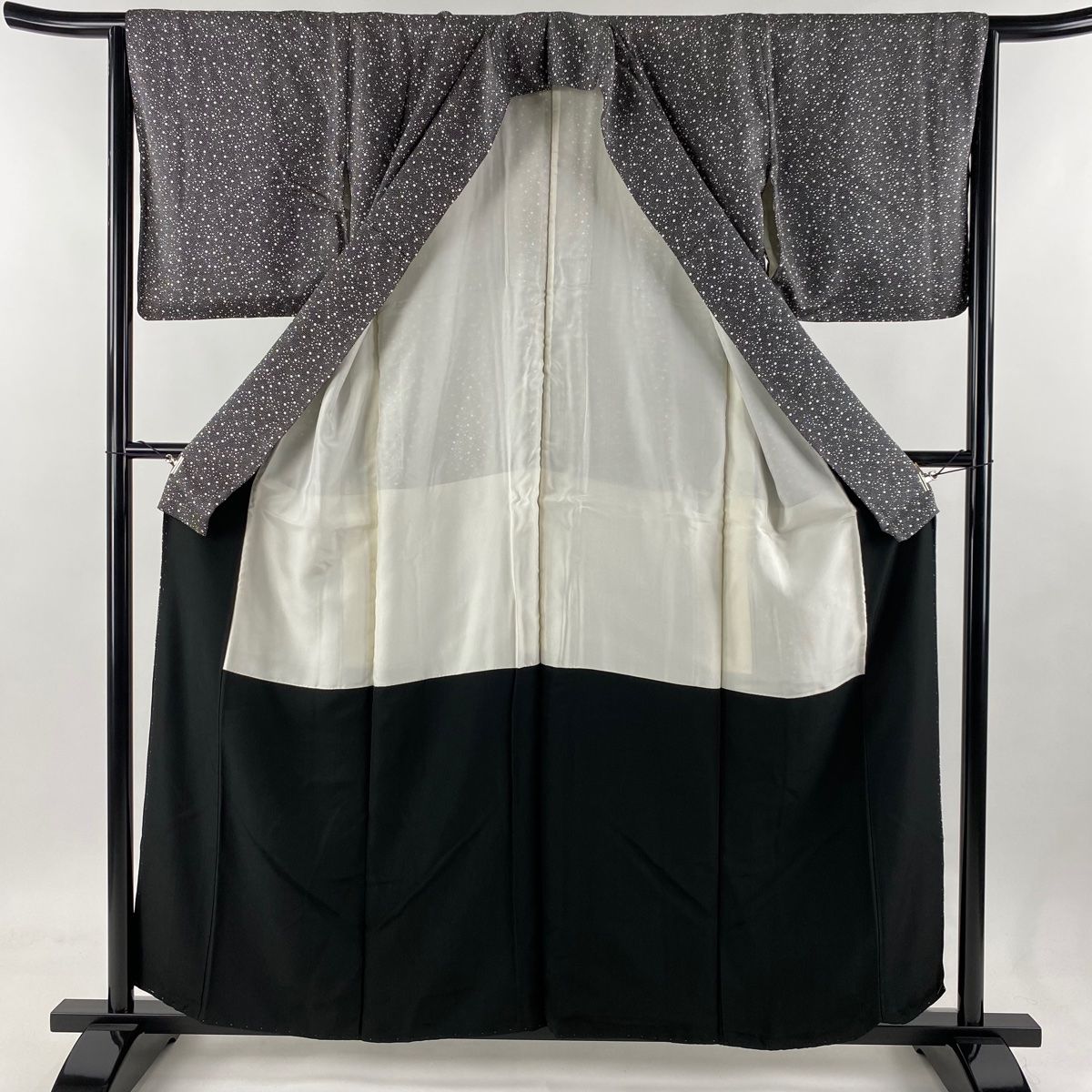 江戸小紋 身丈159cm 裄丈64.5cm M 袷 あられ 黒 正絹 美品 名品 【中古  