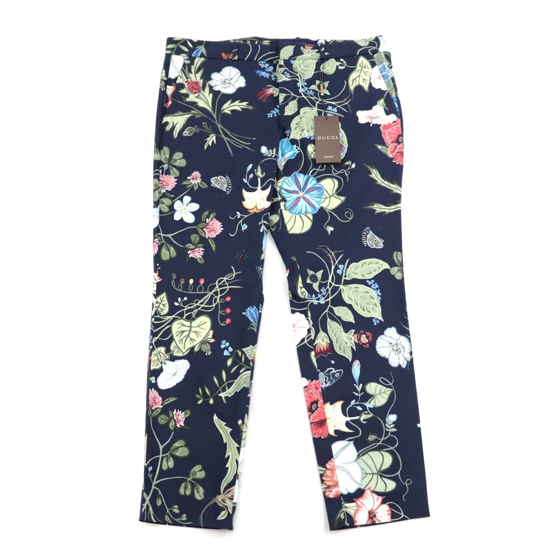 新品同様 グッチ 15SS 総柄 スラックス パンツ メンズ ネイビー マルチ