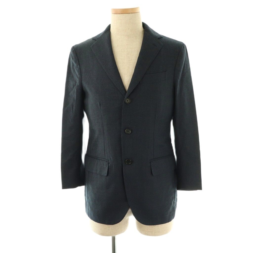 デペトリロ De Petrillo ウール 3Bジャケット テーラード パンツ テーパード スーツ 44 紺 NR OS