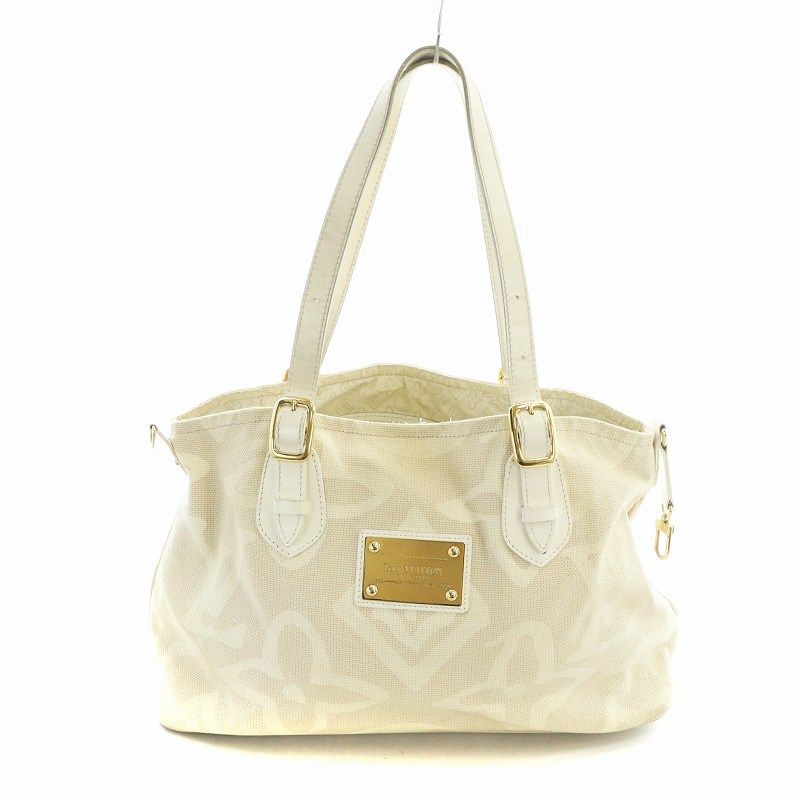 ルイヴィトン LOUIS VUITTON タイシエンヌ PM クルーズライン M95674 トートバッグ ハンド ロゴ ゴールド金具 アイボリー AA |MQ OH