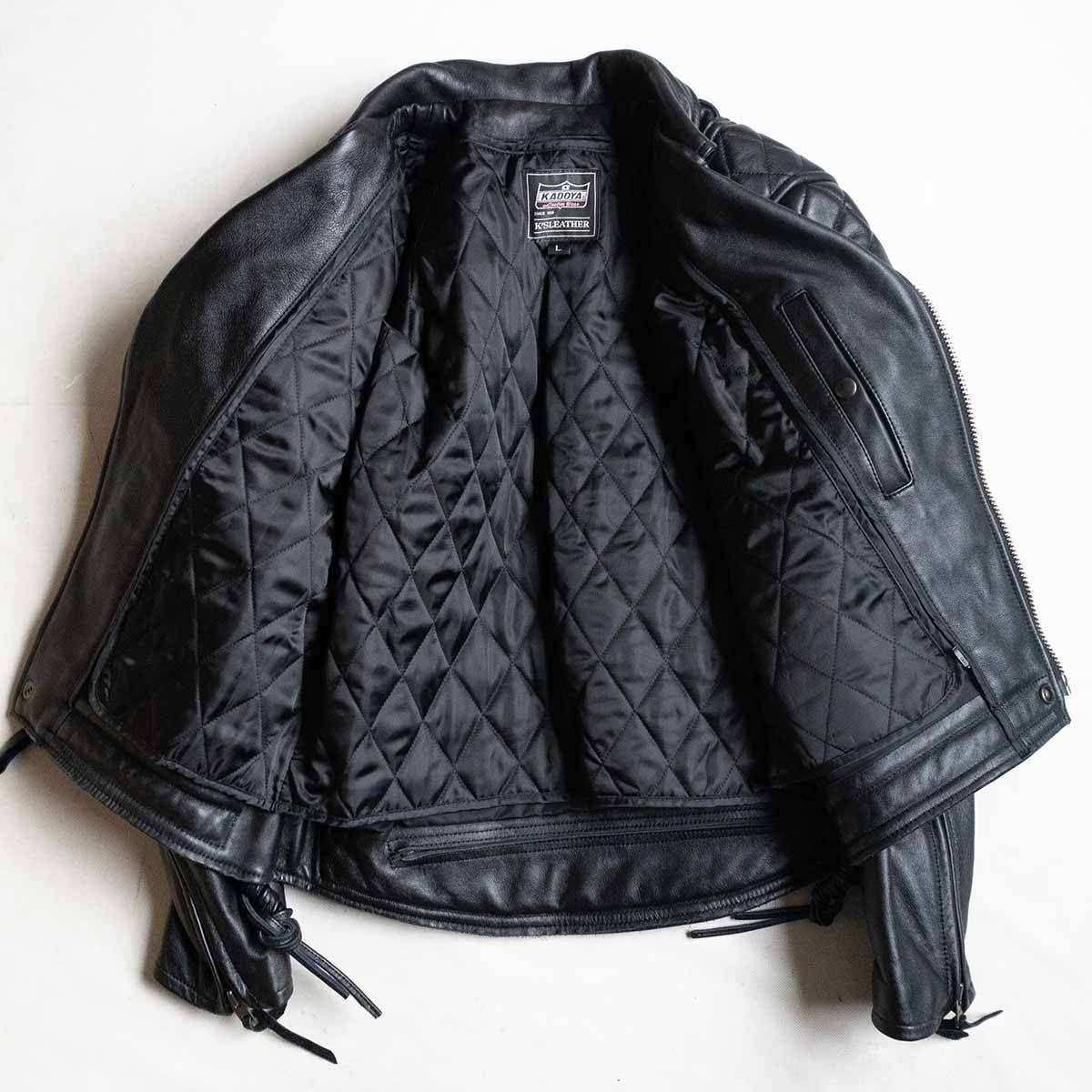 美品】KADOYA【EVO パデット ダブルライダースジャケット】L レザー