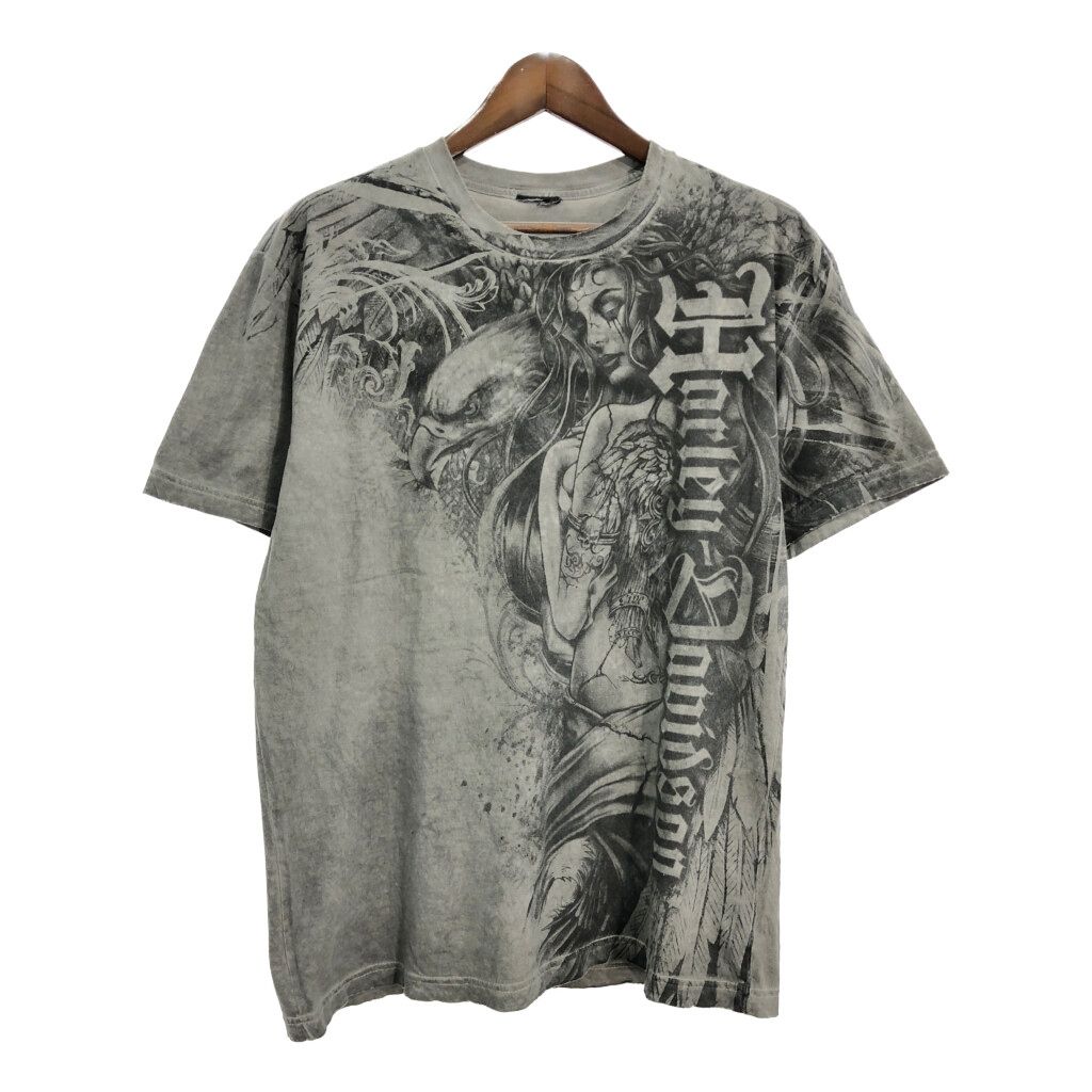 00年代 HARLEY DAVIDSON ハーレーダビッドソン 半袖Ｔシャツ モーターサイクル グレー メンズ L相当 古着 T9938