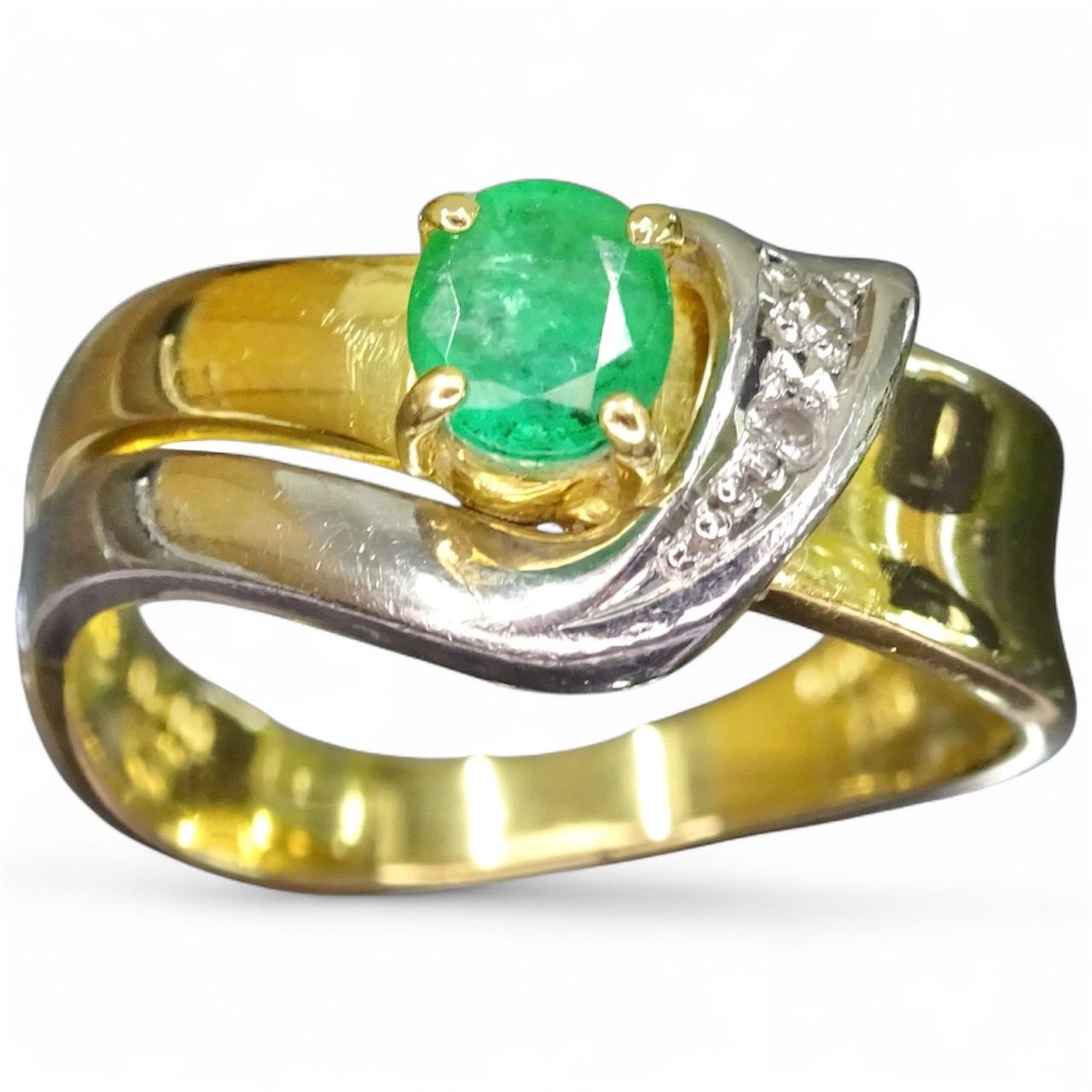 18金 K18 ゴールド GOLD 750 プラチナ pt900 天然エメラルド0.40ct