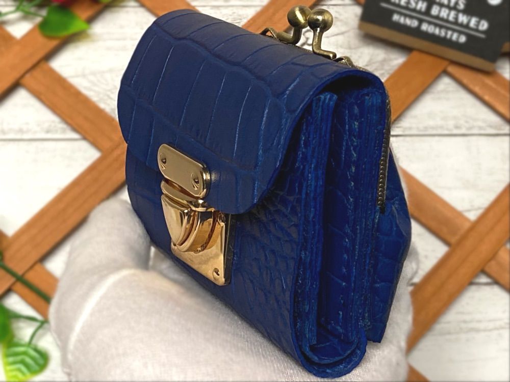 ❤【高級感×可愛い♪】大人オシャレながま口付き総本革ミニ財布