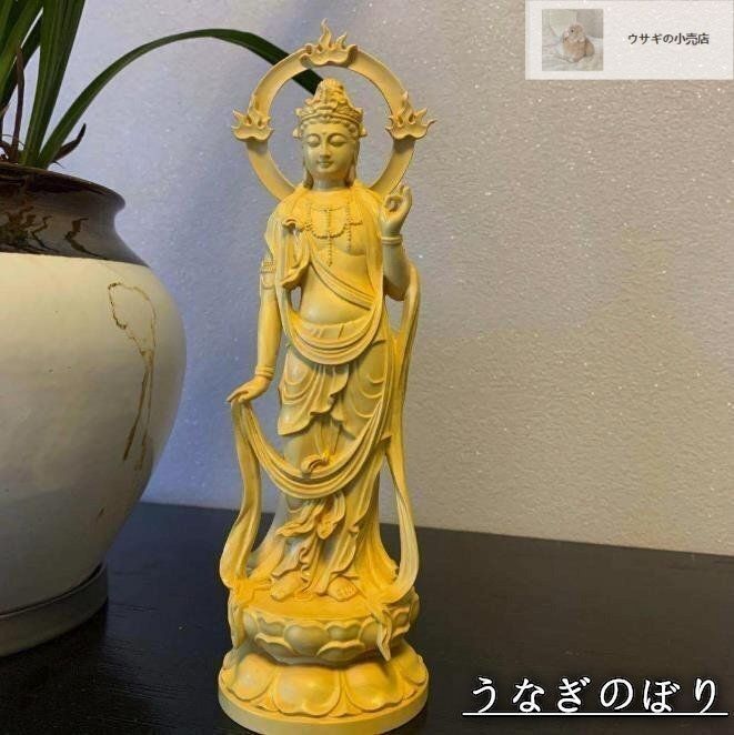 ♥ 稀少 上木彫 仏教美術 精密手彫り仏像 大勢至菩薩像 上品