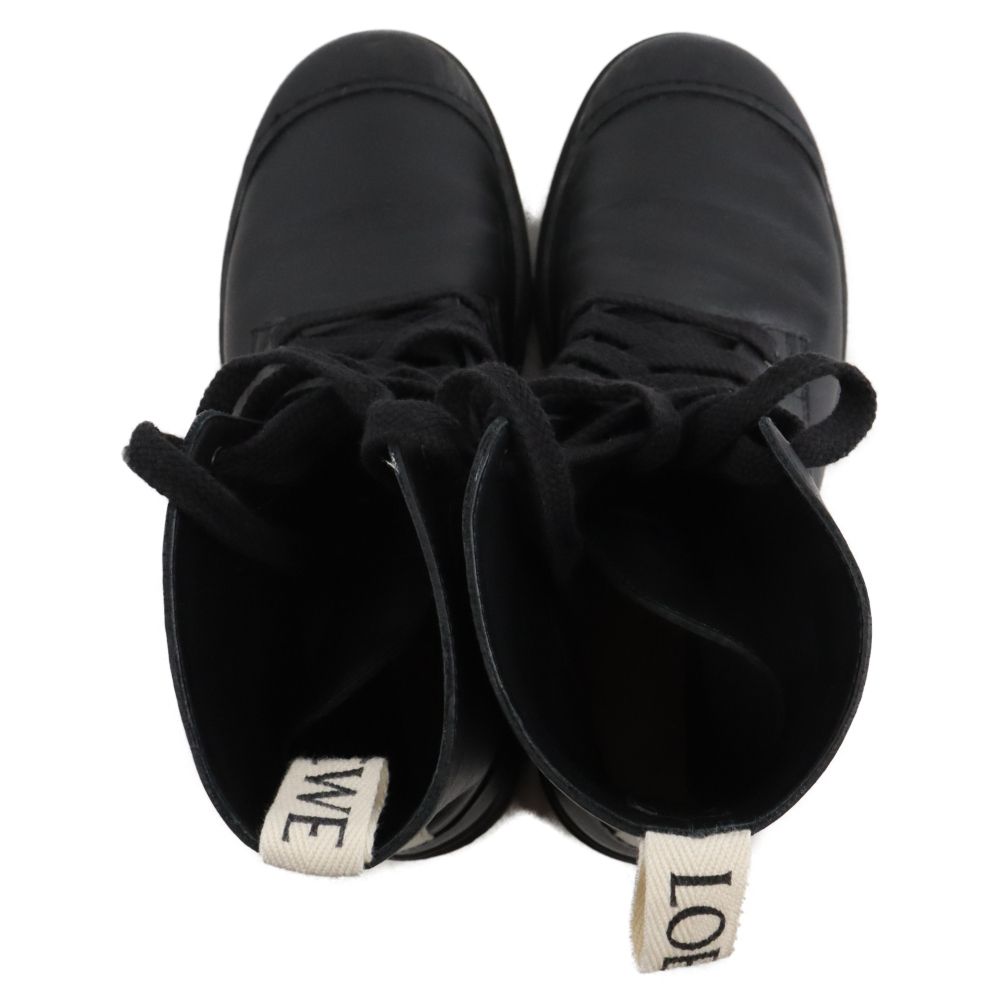 LOEWE (ロエベ) レザーレースアップコンバットブーツ 590321 ブラック