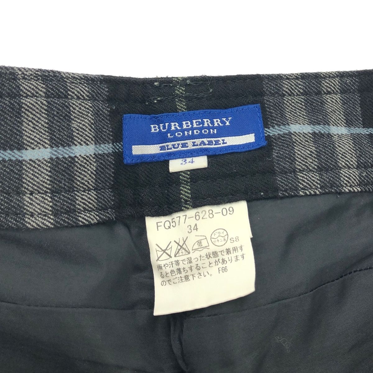 良好 BURBERRY BLUE LABEL バーバリーブルーレーベル チェック柄パンツ  