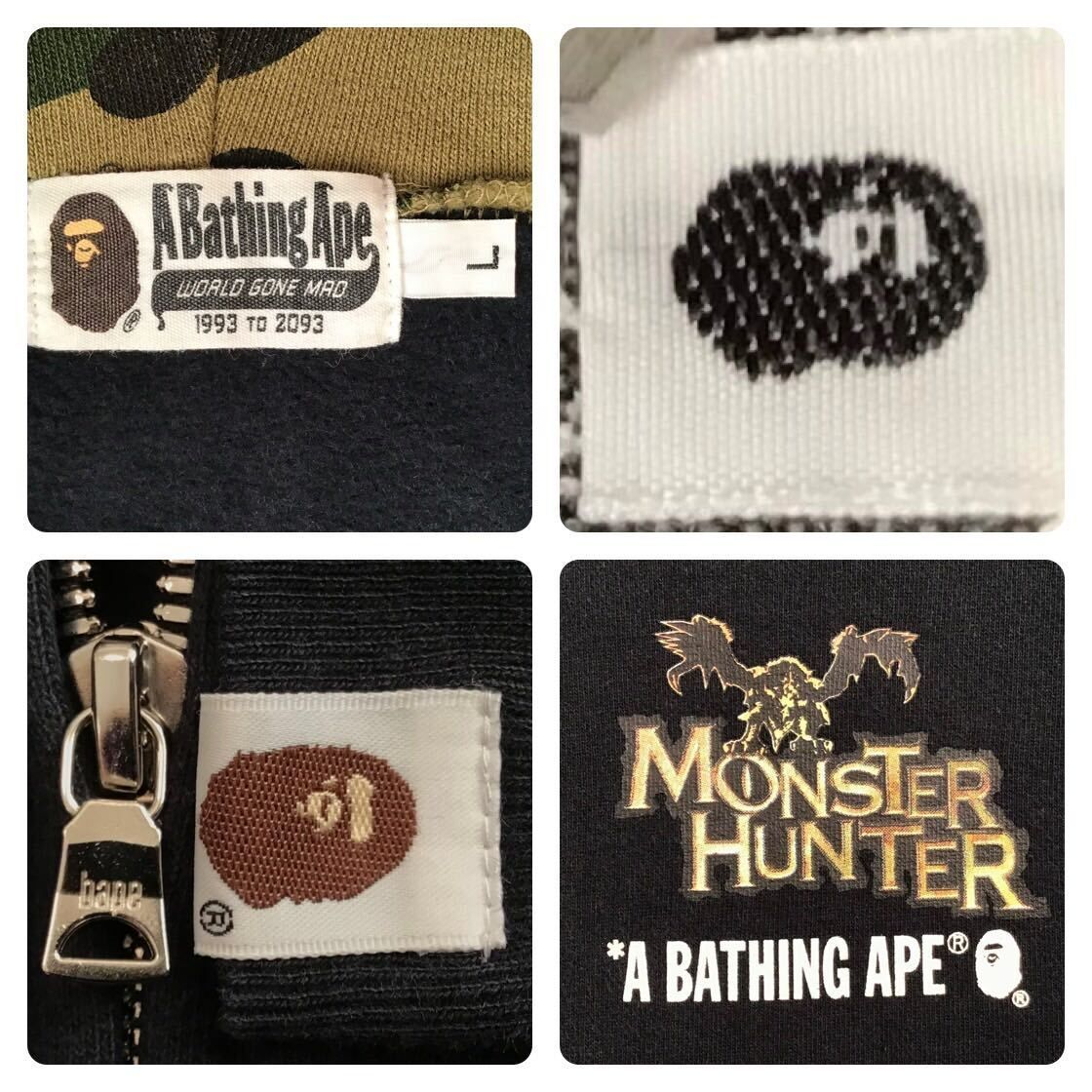 モンスターハンター × BAPE camo パーカー Lサイズ a bathing ape