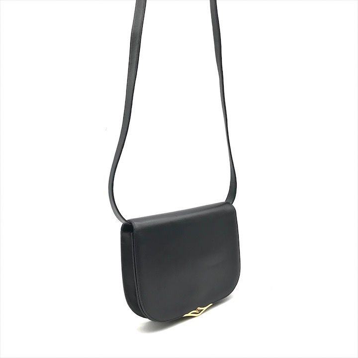 良品 Cartier カルティエ サファイア レザー ゴールド金具 ショルダー