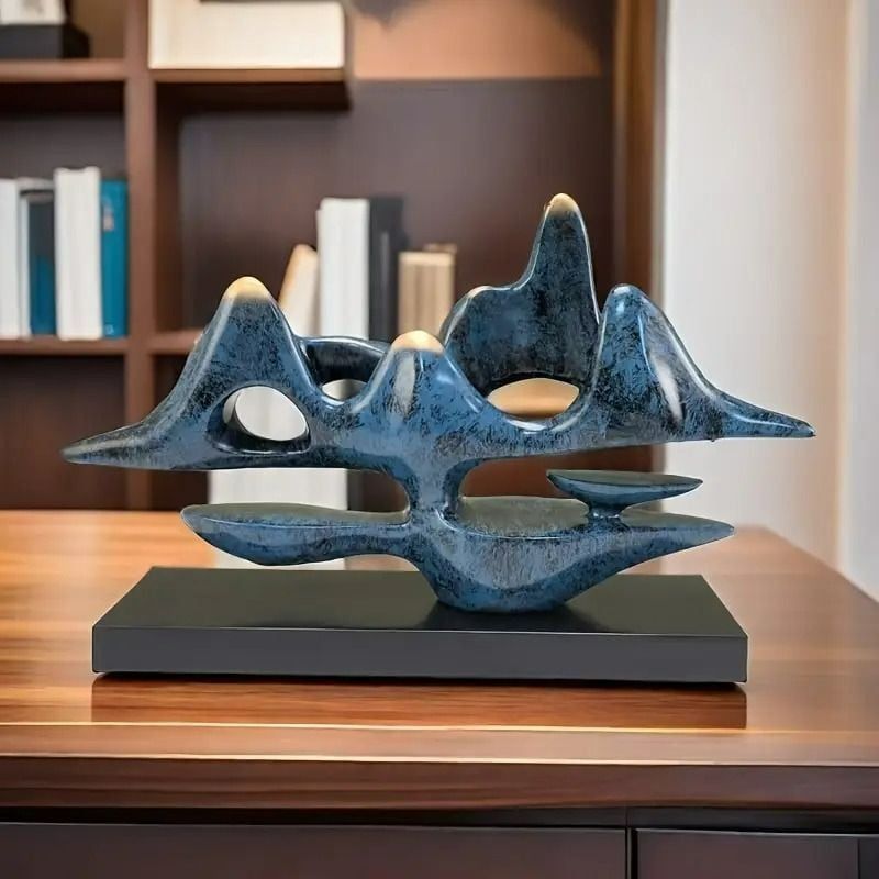 置物 オブジェ 宇宙 抽象画 樹脂 彫刻 アート装飾 ブルー