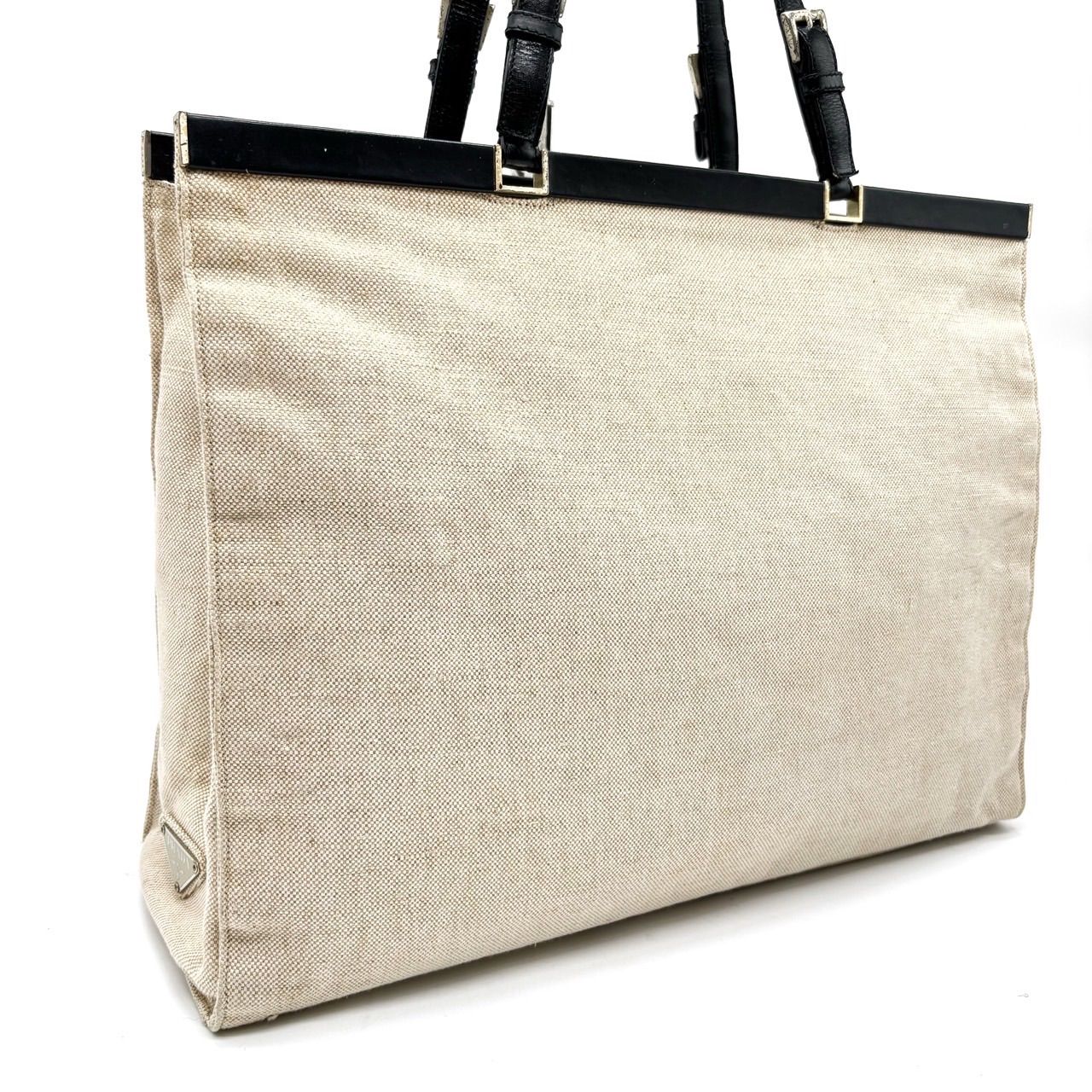 PRADAトートバックキャンバス三角ロゴ大容量A4収納