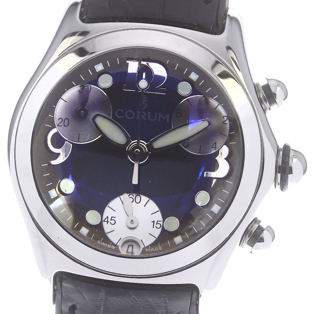 CORUM コルム バブル レディース クォーツ クロノグラフ 腕時計 SS 黒 中古 196.250.20 CORUM】コルム『バブル クロノグラフ』396.250.20 メンズ クォーツ 3