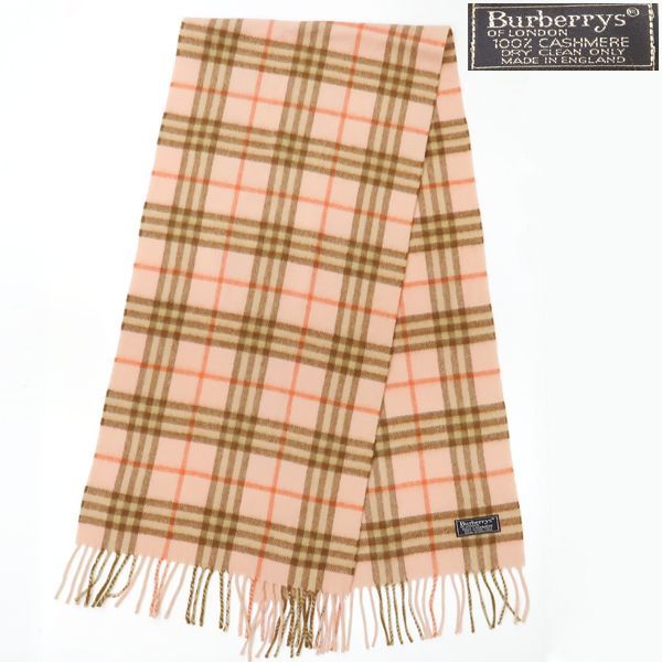 BURBERRY LONDONマフラー ノバチェック ピンク系 カシミヤ100%