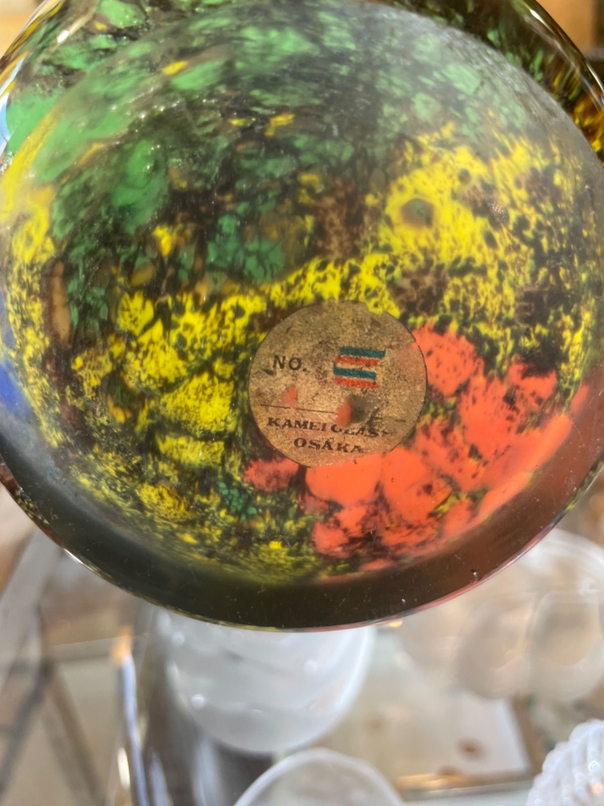 カメイガラス 花瓶 フラワーベース 花器 レトロ 昭和レトロ レトロ