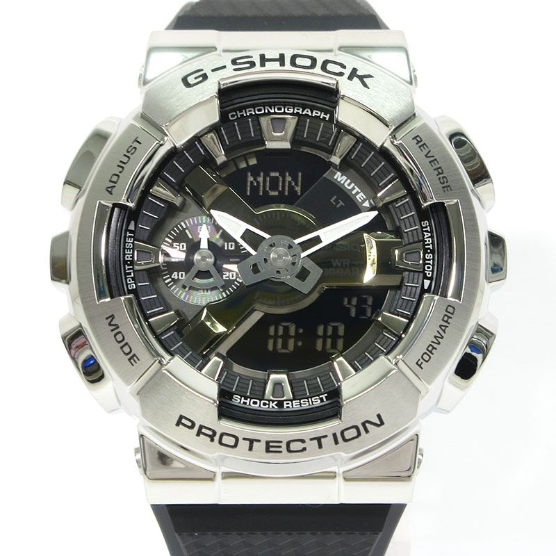 三重本店 CASIO カシオ 腕時計 GM-110-1AJF G-SHOCK ANALOG-DIGITAL 110 SERIES Metal Covered メタルカバード アナデジ表示 クオーツ シルバー×ブラック 131