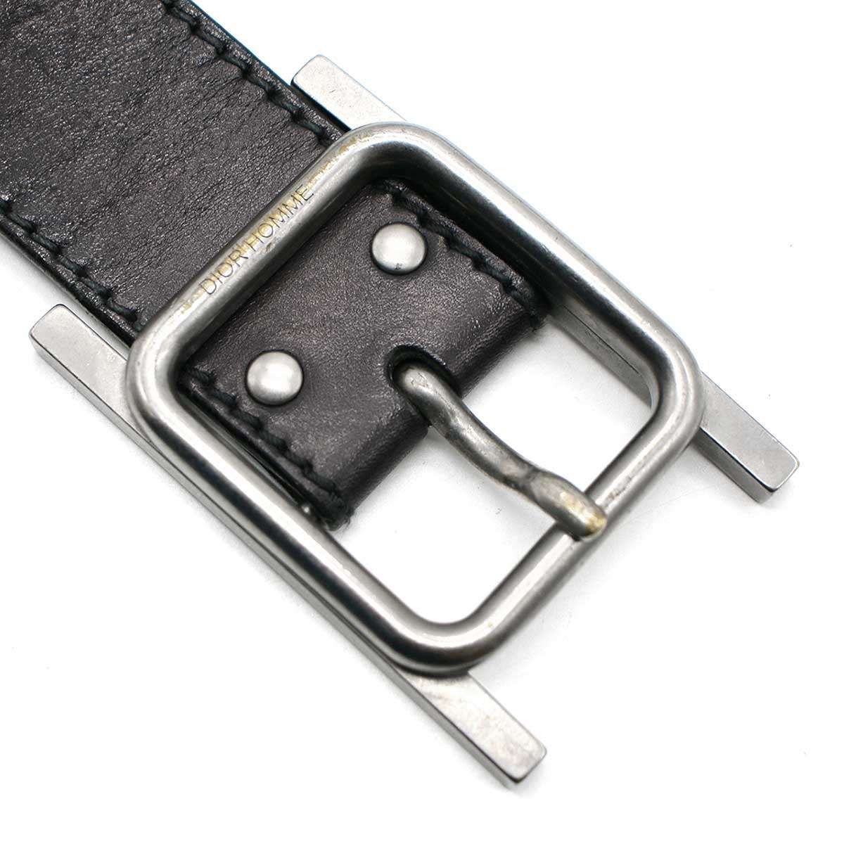 Dior HOMME ディオールオム 2005AW Hバックルレザーベルト ブラック 85 