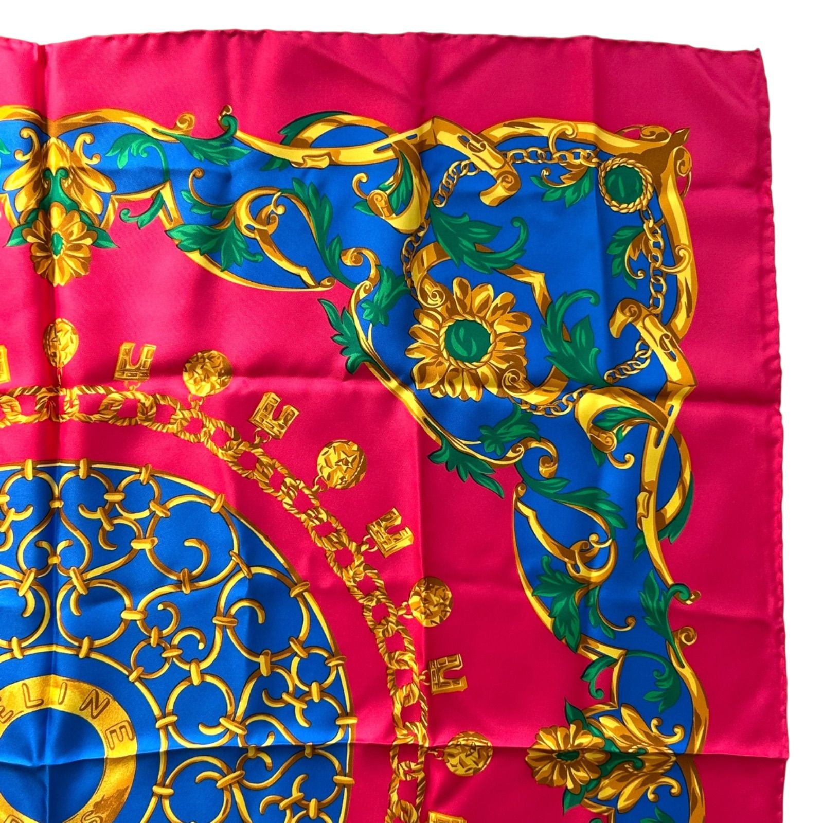 CELINE シルク スカーフ ピンク セリーヌ ビンテージ 大判 CELINE