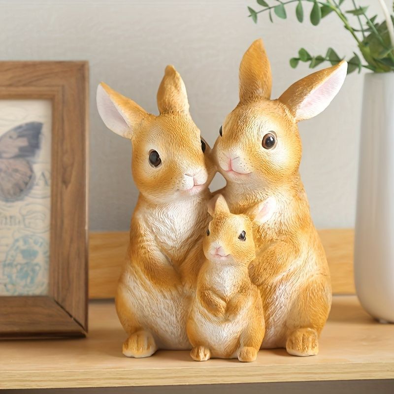 置物 オブジェ うさぎ ラビット かわいい ほっこり 幸せな家族 アニマル リビング 庭 ガーデン 玄関 ポーチ 動物 ブラウン 茶5-61