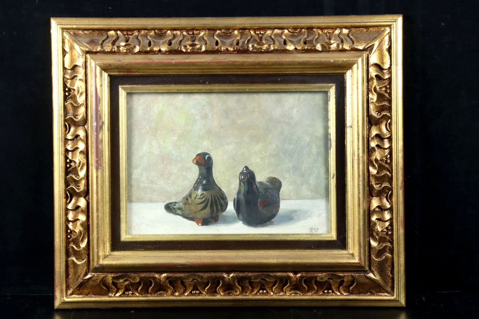 赤穴宏 「メキシコの鳥の人形」 肉筆油彩4号 1973年 楾 R115.1