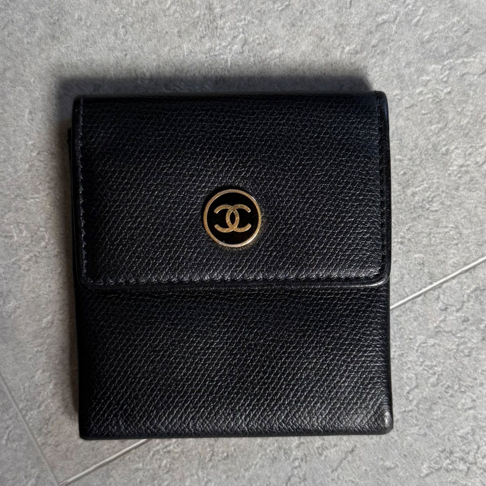 【美品】CHANEL　シャネル　ココボタン　コインケース　ブラック CHANEL シャネル ココボタン ココマーク レザーコインケース