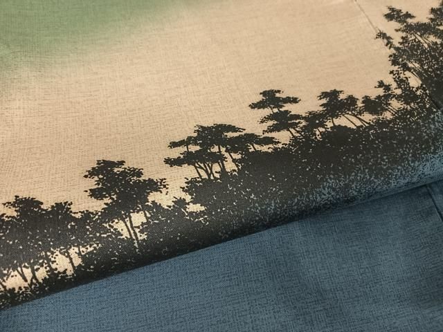 平和屋着物○小西秀樹 訪問着 紬地 樹林シルエット 暈し染め さが美  