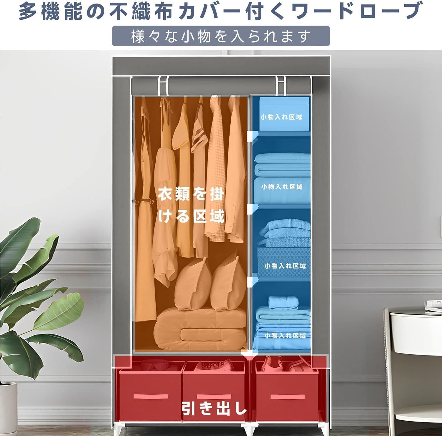 クローゼット　折りたたみ　ワードローブ(6グリッド-2ハンガー) Mayibox 楽天市場】【30%OFFクーポン☆】Mayi Box ワードローブ クローゼット