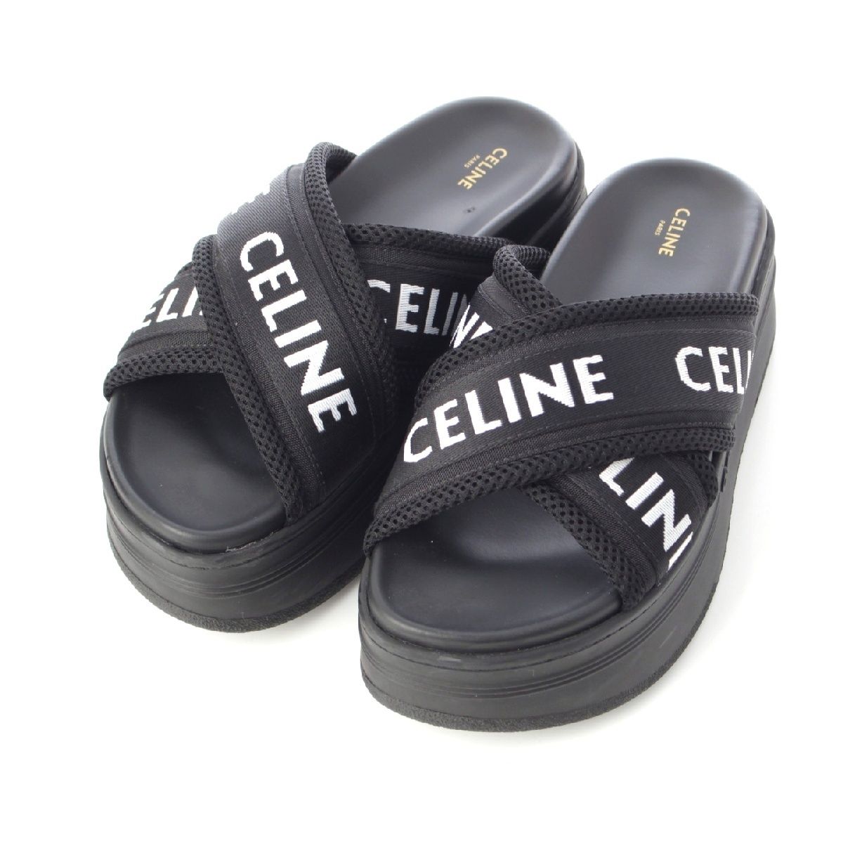 セリーヌ ラバー メッシュ ブロックスライド ロゴ メッシュ  